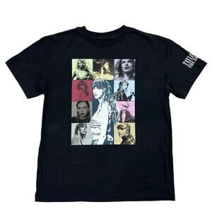 Taylor Swift Eras Tour Band T-Shirt Unisex Small Black Cities Songs Double Sided